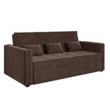 Sofá Cama Com Molas 3 Lugares Com Almofadas 2,20m Caribe Suede Marrom Selmer Marrom