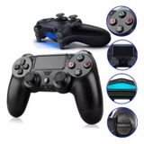 Controle Sem Fio Compatível Play 4 Pc Joystick Black Preto