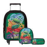 Kit Mochila Infantil Menino Tartarugas Ninja Rodinha Toys 2u