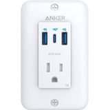 Tomada De Parede Anker Usb C, Powerextend Usb-c Tomada De Parede, 2 Tomadas E 2 Portas Usb E Porta De Entrega De Energia De 30w, Recipientes Resisten