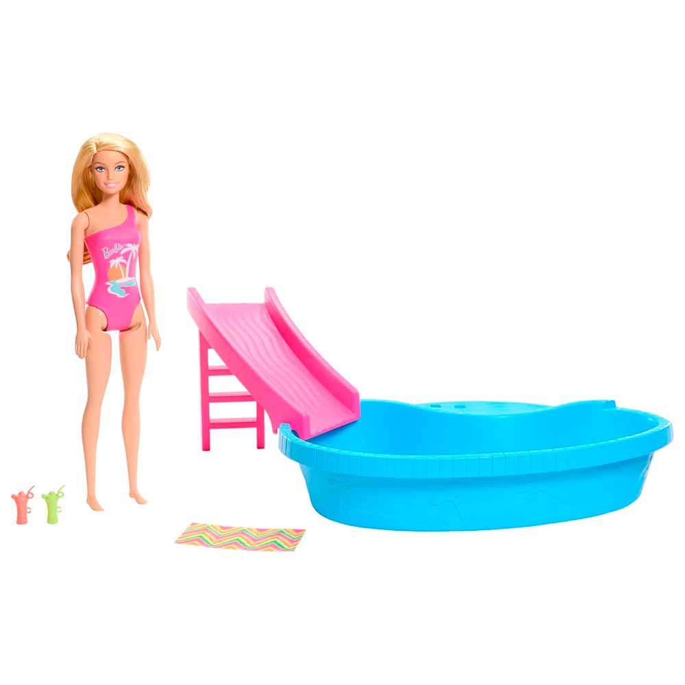 Conjunto E Boneca Barbie Dreamhouse Piscina Glam Mattel