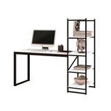 Mesa De Computador Com Estante 5 Prateleiras 170 Cm Aço Preto Branco Innovare Art Panta