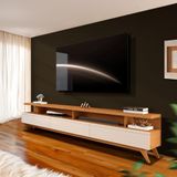 Rack Para Sala Até 75 Polegadas Pés Em Madeira 217cm Nature Off White Farrel Jm Móveis
