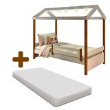 Cama De Solteiro Com Led Casinha Montessori Elis Divaloto Branco E Mel