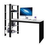 Mesa De Computador Com Estante 5 Prateleiras 120 Cm Preto Branco Artemis Art Panta