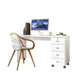 Mesa De Computador 4 Gavetas Branco Brilhante Office Dubai Lukaliam