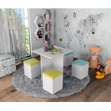 Mesa Infantil 4 Banquetas Appunto Amarelo e Azul