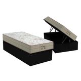 Cama Box Baú Solteiro: Colchão Molas Ensacadas Probel Prodormir Springs + Base Crc Suede Black