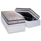 Cama Box Baú Solteiro: Colchão Paropas Masterpocket Blue + Base Crc Courano White(88x188)