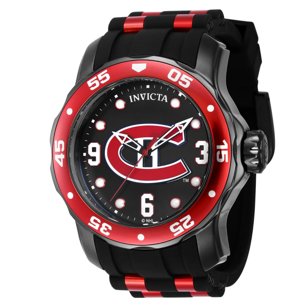 Relgio Invicta Nhl Montreal Canadiens Masculino - 48mm, Preto E Vermelho Zg-42662