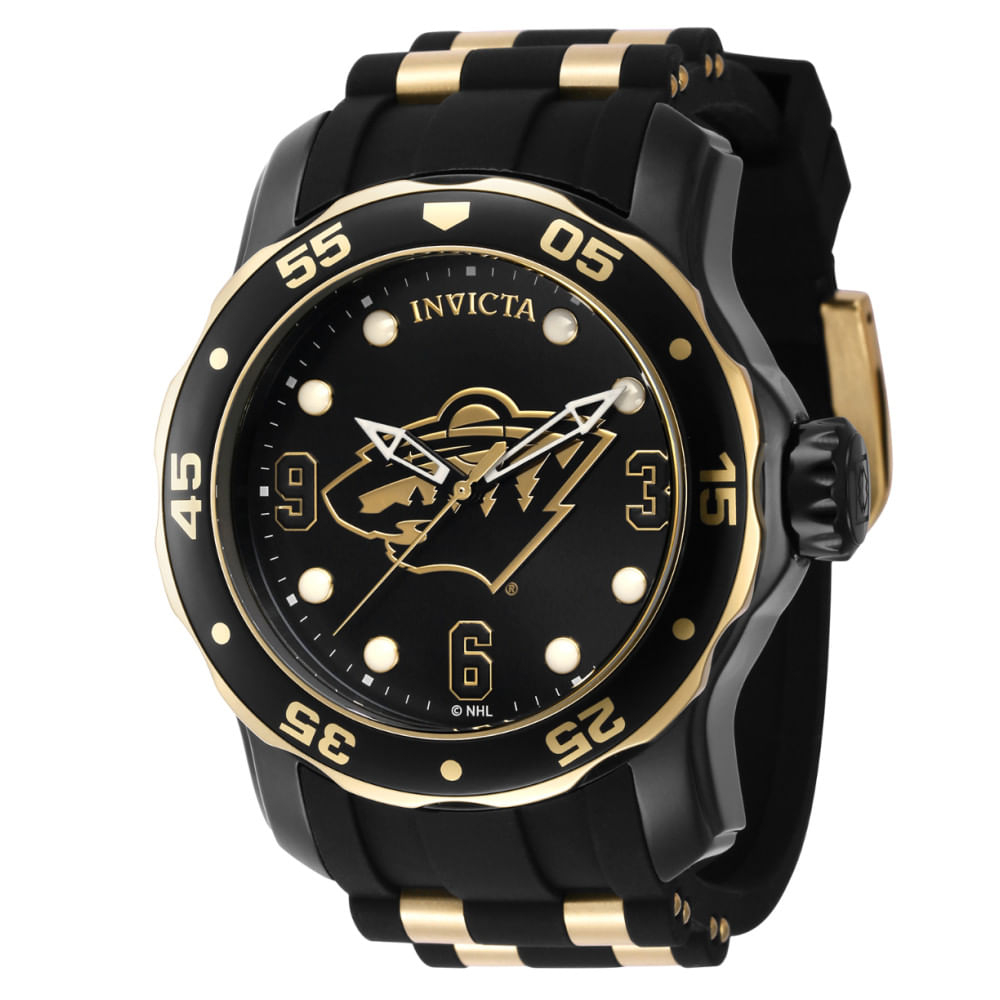 Relgio Masculino Invicta Nhl Minnesota Wild - 48mm, Ouro E Preto Zg-42317: Um Acessrio De Estilo Para Fs De Hquei.