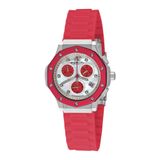 Relógio Feminino Cosmo Girl 180r 37mm Com Cronógrafo E Mostrador Branco - Prata E Pulseira De Silicone Rosa - Stuhrling.