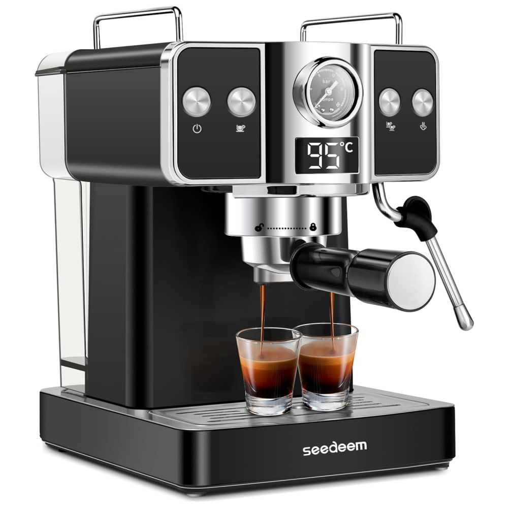 Máquina De Café Expresso De Alta Pressão 20 Bar Com Bocal De Leite E Tanque De Água Removível De 1,8l, 110v 1000w, Seedeem, Preta