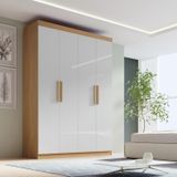 Guarda-roupa Solteiro Mdf Fenix 04 Portas 03 Gavetas Cinamomo/off White