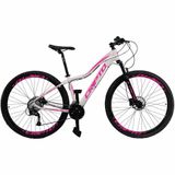 Bicicleta Aro 29 Cripto 24v Acera Freio Hidraulico Trava-k7 - Branco-rosa - 15&quot; Branco-rosa