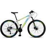 Bicicleta Aro 29 Cripto 24 Marchas Shimano E Freios A Disco - 17&quot; Branco-verde E Azul