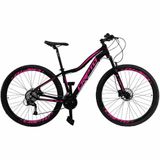 Bicicleta Aro 29 Cripto 24v Acera Freio Hidraulico Trava-k7 - Preto-rosa - 15&quot; Preto-rosa