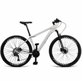 Bicicleta Aro 29 Cripto 27v Shimano Freio Hidráulico Trava-K7 - Branco-Prata - 15" Branco-Prata