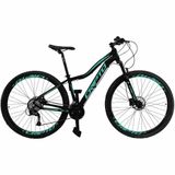 Bicicleta Aro 29 Cripto 24v Acera Freio Hidraulico Trava-k7 - Preto-verde - 15&quot; Preto-verde