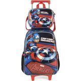 Kit Mochila Rodinha Lancheira Capitão América Azul Luxcel