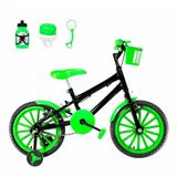 Bicicleta Infantil Aro 16 Nylon Preta E Verde
