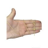 Cordão Cadeado 1mm + Pingente Cruz Fio - Banhado A Ouro