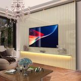 Painel Home Ripado Tv Até 85 Polegadas Com Led Off White Notório Jm Móveis