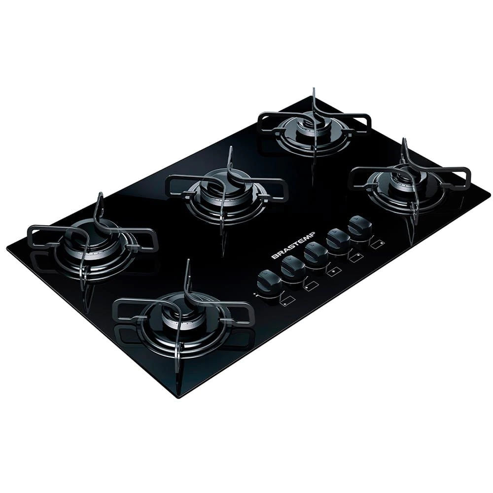 Cooktop A Gás Bdd75ae 5 Bocas Com Vidro Temperado E Acendimento Automático Brastemp