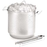 Balde Para Gelo Com Pinça Forma Bartender Em Aço Inox - 3 L