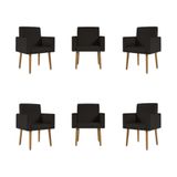 Kit 6 Poltronas Nina Decorativa Recepção Sala Oferta Courino Cor:courino Preto