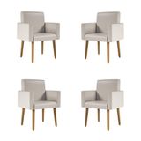 Kit 4 Poltronas Nina Decorativa Recepção Sala Oferta Courino Cor:courino Bege