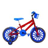 Bicicleta Infantil Masculina Aro 16 Nylon Vermelha E Azul