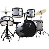 Bateria Acústica 2t Esl Prata Com Banco Ny F1rst [f097]