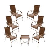 Kit 6 Cadeiras E Mesa Vênus Churrasco Trama Argila