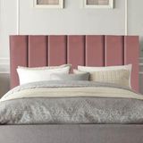 Cabeceira Estofada Carla 195cm King Size Para Cama Box Quarto Suede Rose Gold