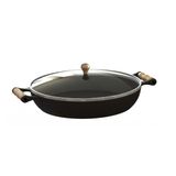 Frigideira Paella Ferro Fundido Com Tampa De Vidro 5,6 Litros 36 Cm