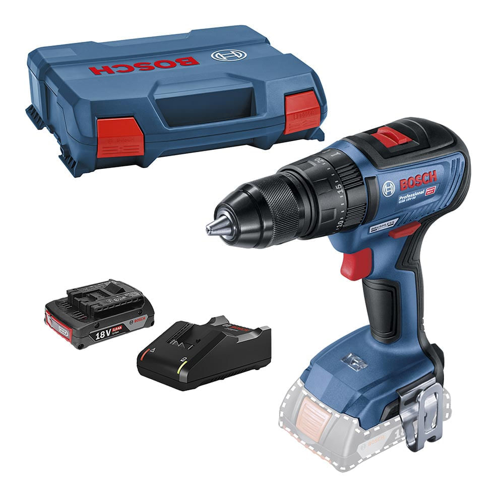 Parafusadeira/furadeira De Impacto 1/2&quot; Bosch Gsb 18v-50 Com Bateria 2,0ah E Carregador Bivolt