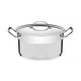 Caçarola Tramontina Professional Funda em Aço Inox Fundo Triplo com Tampa Plana Detalhe Satinado 24 cm 6,1 L Tramontina