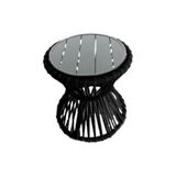 Mesa De Centro Sol Em Corda Náutica E Base Em Alumínio Cinza 50cm Preta - Cor: Preto