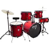 Bateria Acústica 2t Erd Vermelha Com Banco Ny F1rst [f097]