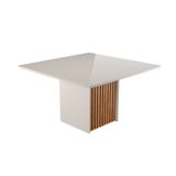 Mesa Cris 1360x1360 Quadrada 8 Lugares Com Vidro Mel/off-white