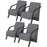 Kit 4 Poltronas De 1 Lugar Vênus Grafite
