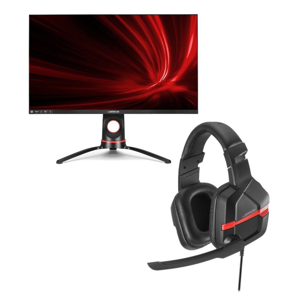 Monitor Gamer Kaizen 27 Polegadas Full Hd Ips E Headset Gamer Warrior Askari P2 Pc Vermelho