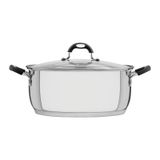 CACAROLA RASA SOLAR SILICONE EM ACO INOX COM FUNDO TRIPLO E TAMPA DE VIDRO 30 CM 8,9 L TRAMONTINA