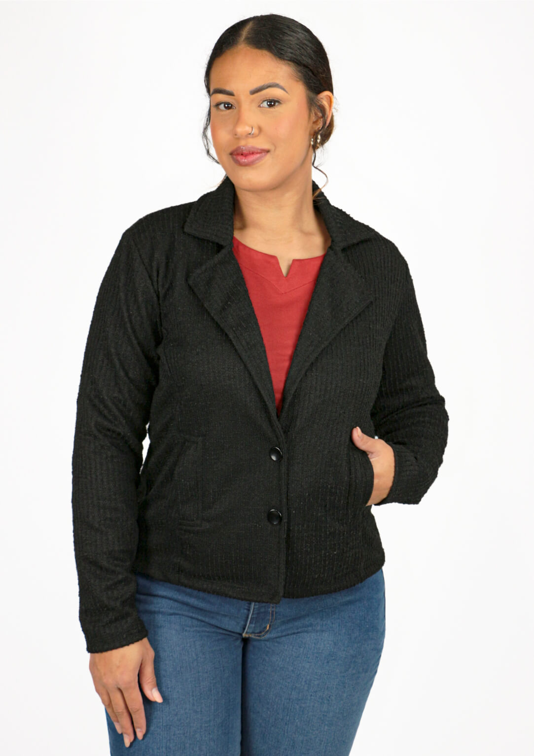 Blazer M/l Pau A Pique Tweed Preto Preto - Xl