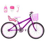 Bicicleta Infantil Aro 24 Aero E Cadeirinha Violeta E Rosa