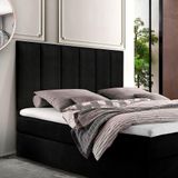 Cabeceira Painel Suspensa Madri Estofada Suede Para Cama De Casal 140cm X 55cm Preto