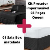 Kit Protetor Colchão Queen + 2 Capa Travesseiro Impermeável