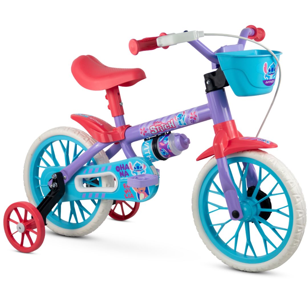 Bicicleta Infantil Com Rodinha Aro 12 Stitch Menina Nathor