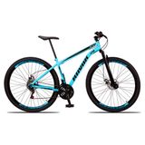 Bicicleta Bike Aço Aro 29 Suspensão Dianteira 21 Velocidades Freio A Disco Azul Celeste